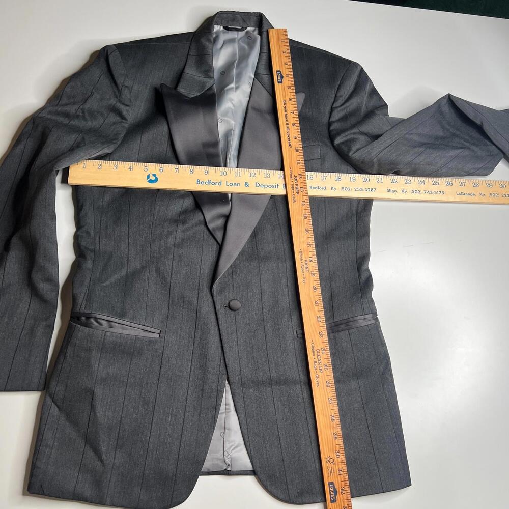 Rare Vintage Dior Monsieur Blazer 39L‎ Gray Pinstripe Wool Satin Lapel Boston - Picture 3 of 12